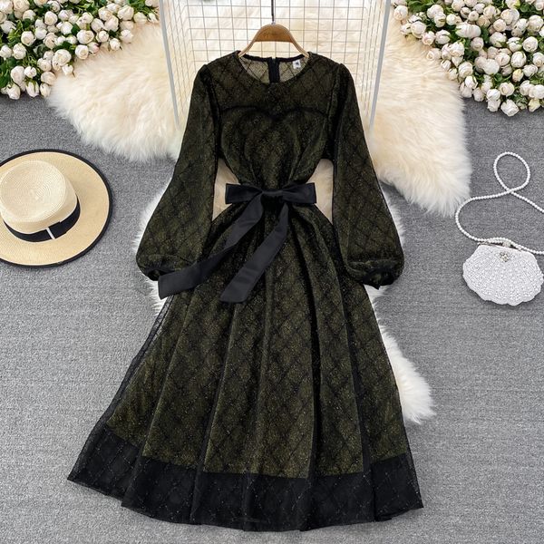 2022 new autumn casual solid slim full lady dress a line o neck pullover chiffon mid-calf puff sleeve women dresses, Black;gray
2022 new autumn casual solid slim full lady dress a line o neck pullover chiffon mid-calf puff sleeve women dresses, Black;gray