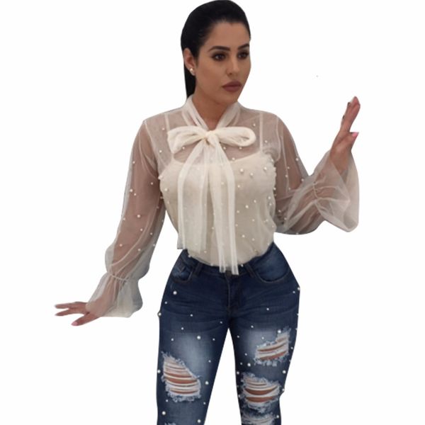 women's blouses & shirts sheer mesh pearls women crop bow tie long sleeve summer beach cover up ladies blouses1, White
women's blouses & shirts sheer mesh pearls women crop bow tie long sleeve summer beach cover up ladies blouses1, White
