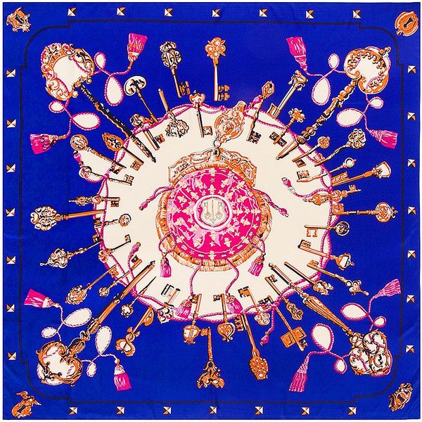 scarves 130*130cm twill silk scarf women square tassel lady retro key northern europe fashion female outdoor accessories, Blue;gray
scarves 130*130cm twill silk scarf women square tassel lady retro key northern europe fashion female outdoor accessories, Blue;gray