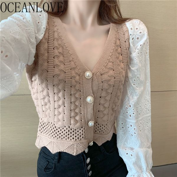 v necl short women sweaters patchwork hollow out slim autumn cardigans knitted korean fashion mujer chaqueta 18475 210415, White;black
v necl short women sweaters patchwork hollow out slim autumn cardigans knitted korean fashion mujer chaqueta 18475 210415, White;black