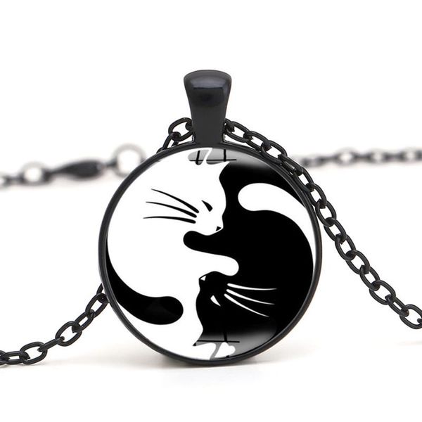women unique tai chi cat pendant necklace lady black white simple tc21 necklaces, Silver
women unique tai chi cat pendant necklace lady black white simple tc21 necklaces, Silver