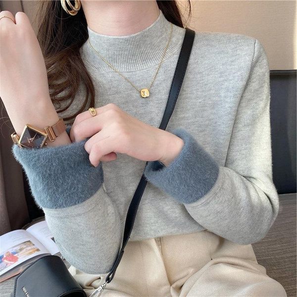 women's sweaters women winter solid color knitting sweater long sleeve half high collar inner plush crop 2021 versatile slim pullover f, White;black
women's sweaters women winter solid color knitting sweater long sleeve half high collar inner plush crop 2021 versatile slim pullover f, White;black