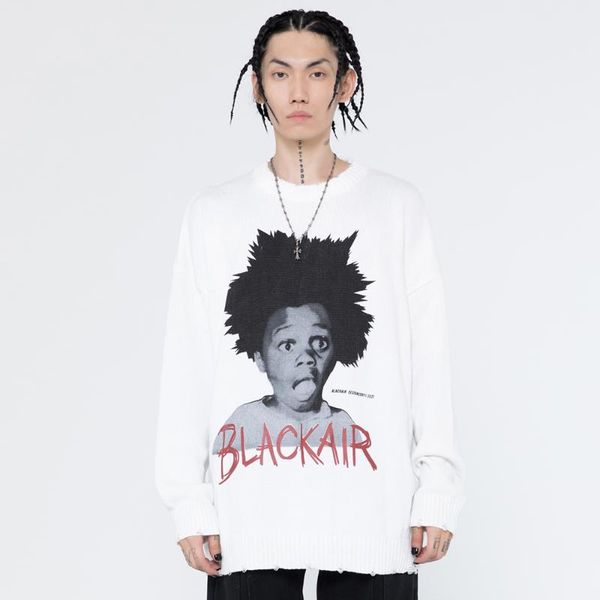 men's sweaters sweater men punk boy aesthetic letter print knit pullover couple fashion high street o-neck streetwear, White;black
men's sweaters sweater men punk boy aesthetic letter print knit pullover couple fashion high street o-neck streetwear, White;black