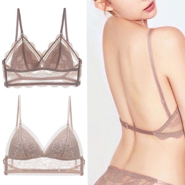 french u-shaped back underwear women's thin bra without steel ring invisible open lace triangle cup summer, Red;black
french u-shaped back underwear women's thin bra without steel ring invisible open lace triangle cup summer, Red;black