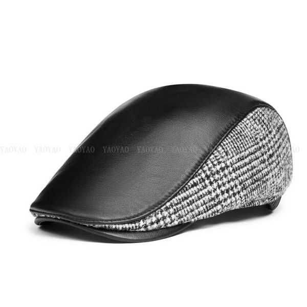 berets men retro genuine leather beret hat male winter fleece ear warm fitted forward caps gentleman 70% wool tweed tab jeff boina, Blue;gray
berets men retro genuine leather beret hat male winter fleece ear warm fitted forward caps gentleman 70% wool tweed tab jeff boina, Blue;gray