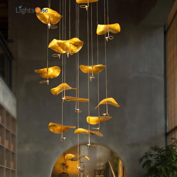 pendant lamps copper lotus leaf light luxury duplex staircase living room dining art
pendant lamps copper lotus leaf light luxury duplex staircase living room dining art