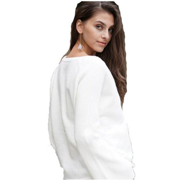 women's sweaters wkoud 2021 winter women clothes knitted pullovers fashion deep v-neck solid candy color streetwear knitwear y8040, White;black 
women's sweaters wkoud 2021 winter women clothes knitted pullovers fashion deep v-neck solid candy color streetwear knitwear y8040, White;black