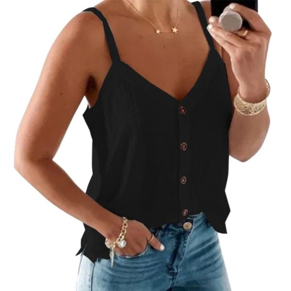 women's tanks & camis black women v-neck button halt summer sleeveless casual vest female fashion tank solid shirt ladies camisole, White
women's tanks & camis black women v-neck button halt summer sleeveless casual vest female fashion tank solid shirt ladies camisole, White