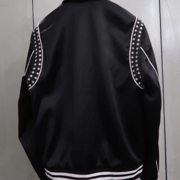 men's and women's slp five-star embroidery decoration lapel silk baseball jackets, Black;brown
men's and women's slp five-star embroidery decoration lapel silk baseball jackets, Black;brown