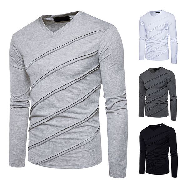 Men's shirt long solid-colored pullover base with folds striped like thin tops, White;black
Men's shirt long solid-colored pullover base with folds striped like thin tops, White;black