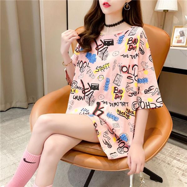 women's t-shirt short-sleeved female net red tide brand summer fairy loose mid-length bottoming shirt woman tshirts, White
women's t-shirt short-sleeved female net red tide brand summer fairy loose mid-length bottoming shirt woman tshirts, White