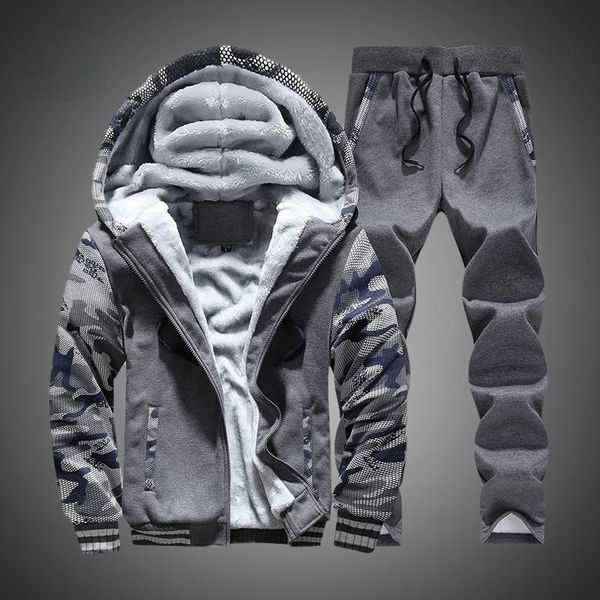 men's tracksuits 2021 winter men set thick fleece sweaters + pants pack zipper hooded sweater sportswear, Gray
men's tracksuits 2021 winter men set thick fleece sweaters + pants pack zipper hooded sweater sportswear, Gray