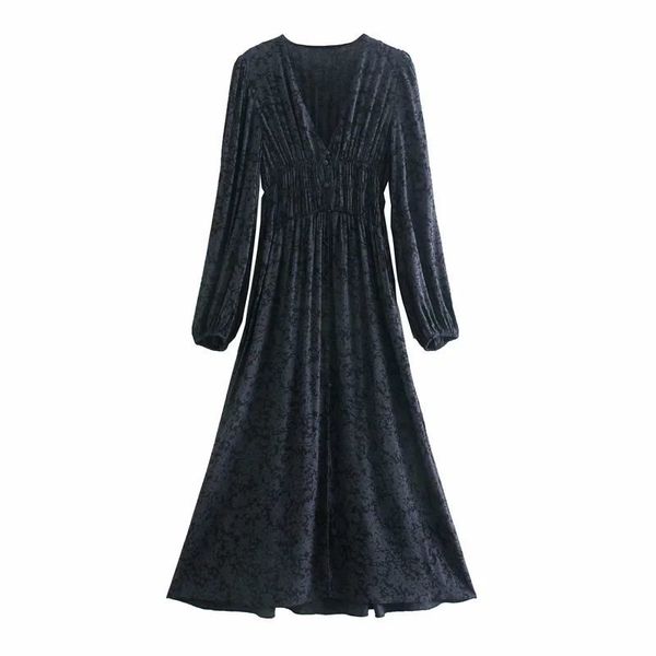 women printed dress long sleeves v-neckline slim waist midi fashion chic vestidos femme robe 210420, Black;gray
women printed dress long sleeves v-neckline slim waist midi fashion chic vestidos femme robe 210420, Black;gray