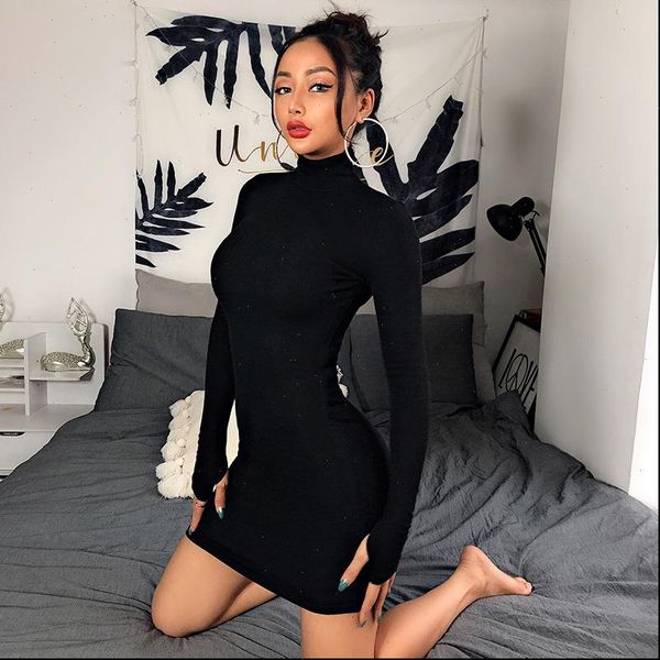 autumn long sleeve turtleneck women dresses bodycon mini night party black white package hip skinny vestidos, Black;gray
autumn long sleeve turtleneck women dresses bodycon mini night party black white package hip skinny vestidos, Black;gray