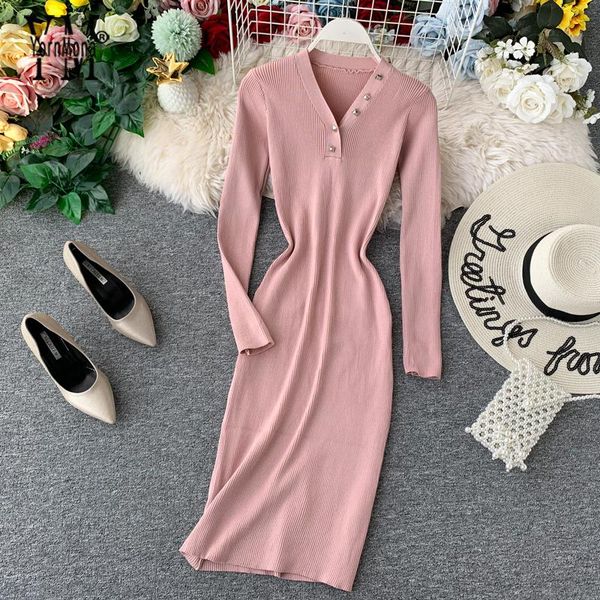 casual dresses yornmona women dress korean style button v neck pink midi autumn winter ladies bodycon long sleeve office, Black;gray
casual dresses yornmona women dress korean style button v neck pink midi autumn winter ladies bodycon long sleeve office, Black;gray