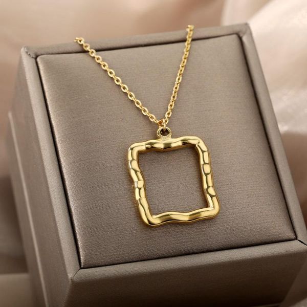 chains minimalist irregular hollow square geometric pendant necklace for women men couple stainless steel jewelry collier, Silver
chains minimalist irregular hollow square geometric pendant necklace for women men couple stainless steel jewelry collier, Silver