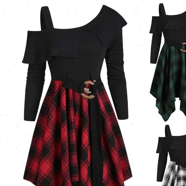 party womne plaid skew neck women dress belted handkerchief irregular plus size dresss vestidos robe femme 40, Black;gray
party womne plaid skew neck women dress belted handkerchief irregular plus size dresss vestidos robe femme 40, Black;gray