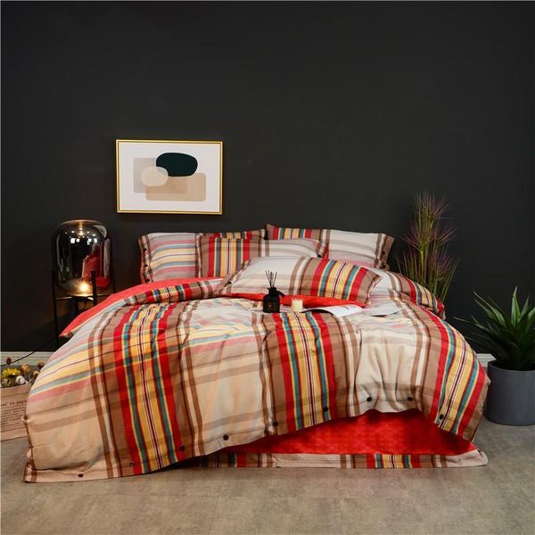 4pcs plaid gingham bedding set with button1 duvet cover+1 bed sheet+2 pillowcases thick cotton fabric 800tc ultra soft warm sets
4pcs plaid gingham bedding set with button1 duvet cover+1 bed sheet+2 pillowcases thick cotton fabric 800tc ultra soft warm sets