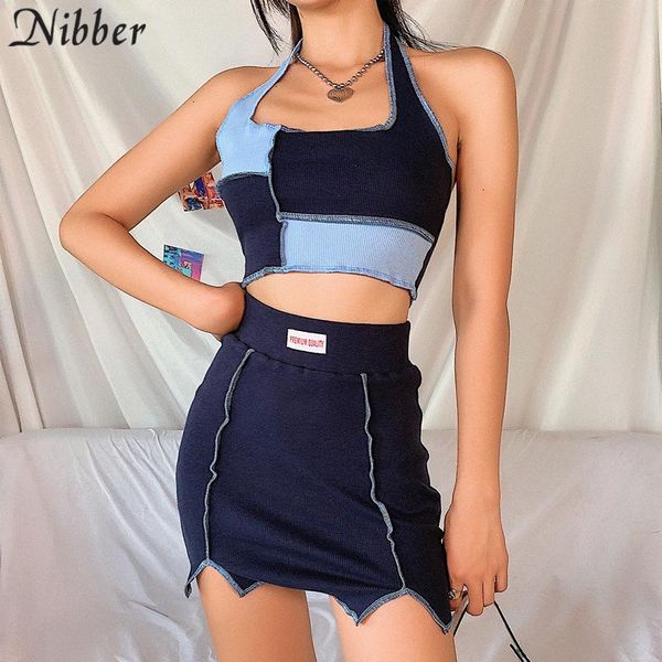 nibber fashion patchwork sleeveless halter skinny two pieces set for women backless crop and mini bodycon skrits mujer, White;black
nibber fashion patchwork sleeveless halter skinny two pieces set for women backless crop and mini bodycon skrits mujer, White;black