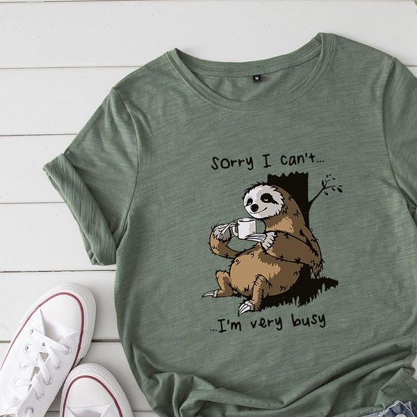 women harajuku t shirt summer cute sloth letter printing short sleeve tunic camisetas mujer, White
women harajuku t shirt summer cute sloth letter printing short sleeve tunic camisetas mujer, White