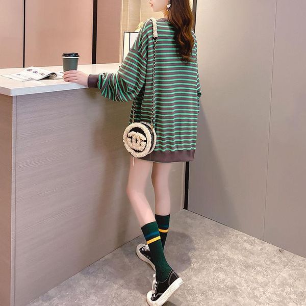 women's hoodies & sweatshirts cotton striped plus size fake two-piece long-sleeved midi shirt korean-style loose coat spring and autumn, Black
women's hoodies & sweatshirts cotton striped plus size fake two-piece long-sleeved midi shirt korean-style loose coat spring and autumn, Black