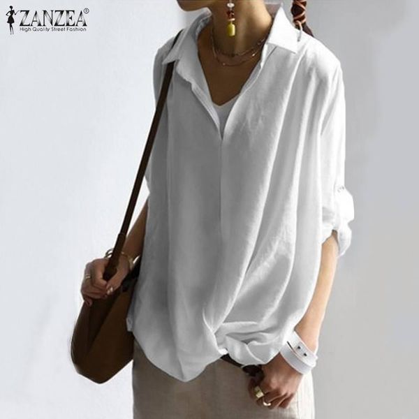 women's blouses & shirts plus size tunic summer blouse 2021 zanzea fashion irregular casual long sleeve blusa female solid lapel blusas, White
women's blouses & shirts plus size tunic summer blouse 2021 zanzea fashion irregular casual long sleeve blusa female solid lapel blusas, White
