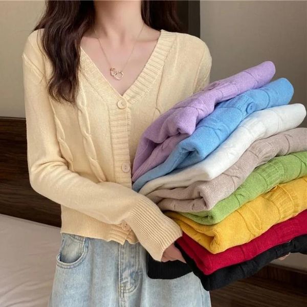 women's knits & tees autumn fashion v neck elegant cardigan sweater women loose casual knitted long sleeves solid korean lady outwear 2, White
women's knits & tees autumn fashion v neck elegant cardigan sweater women loose casual knitted long sleeves solid korean lady outwear 2, White