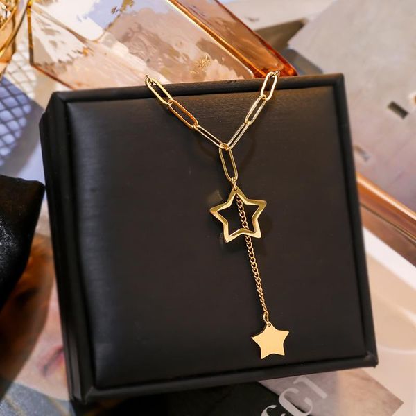 chains titanium steel star pendants necklaces for women korean design temperament chain choker jewelry necklace sell, Silver
chains titanium steel star pendants necklaces for women korean design temperament chain choker jewelry necklace sell, Silver