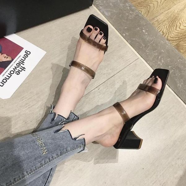 women slippers pvc jelly shoes open toe narrow band slip on slides outdoor transparent mules thick heels, Black
women slippers pvc jelly shoes open toe narrow band slip on slides outdoor transparent mules thick heels, Black