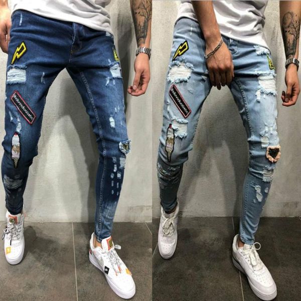 skinny embroidery ripped jeans men brand destroyed holes denim pants trousers casual slim fit mens biker pencil xxxl men's, Blue
skinny embroidery ripped jeans men brand destroyed holes denim pants trousers casual slim fit mens biker pencil xxxl men's, Blue
