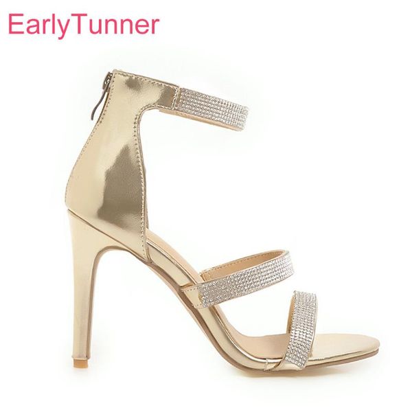 brand summer gold white women wedding sandals lady party shoes studded gladiator heels eh851 plus big size 43, Black
brand summer gold white women wedding sandals lady party shoes studded gladiator heels eh851 plus big size 43, Black