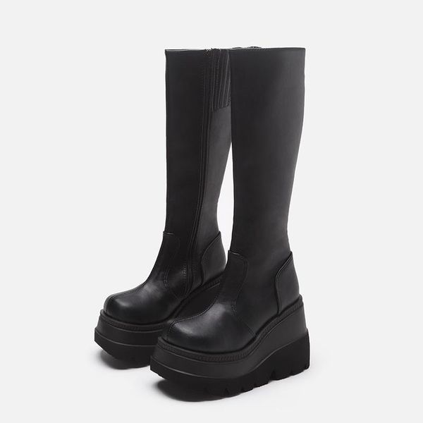 boots american size 43 gothic style thick soled motorcycle knight below knee big head high tube women, Black
boots american size 43 gothic style thick soled motorcycle knight below knee big head high tube women, Black
