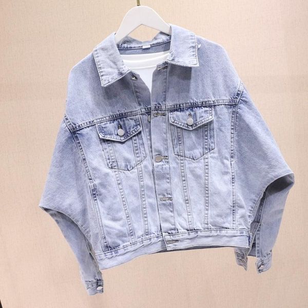 women's jackets vintage light blue denim jacket women lapel batwing sleeve outerwear spring loose short jeans harajuku jaqueta feminina, Black;brown
women's jackets vintage light blue denim jacket women lapel batwing sleeve outerwear spring loose short jeans harajuku jaqueta feminina, Black;brown