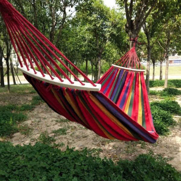 est 2 people outdoor camping hammock bend wood stick swing leisure garden canvas hanging chair 260*150cm hangmat camp furniture
est 2 people outdoor camping hammock bend wood stick swing leisure garden canvas hanging chair 260*150cm hangmat camp furniture