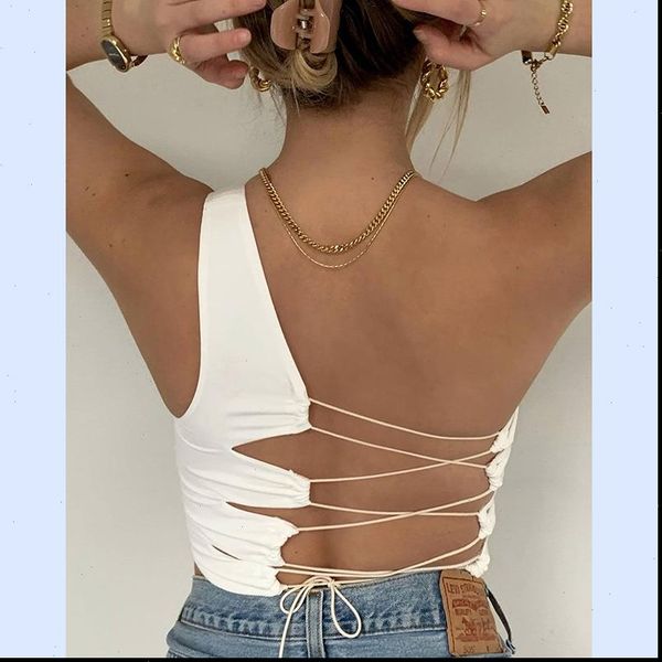 hollow bandage one shoulder women camis black summer wear camisole femme crop slim soft vest streetwear, White
hollow bandage one shoulder women camis black summer wear camisole femme crop slim soft vest streetwear, White