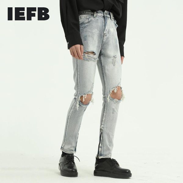 men's wear high street light blue big destroy hole small leg jeans vent zipper bottoms denim trousers 2021 9y7124
men's wear high street light blue big destroy hole small leg jeans vent zipper bottoms denim trousers 2021 9y7124