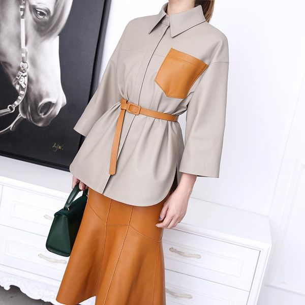women's leather & faux coats genuine sheepskin female jacket lamb skin winter loose casual outwear three-quarter sleeve coat belt, Black
women's leather & faux coats genuine sheepskin female jacket lamb skin winter loose casual outwear three-quarter sleeve coat belt, Black