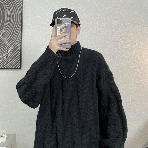 men's sweaters camisola de malha masculina outono inverno nova fina cor pura harajuku retro mahua camisolas relaxado hipster juventu ma, White;black
men's sweaters camisola de malha masculina outono inverno nova fina cor pura harajuku retro mahua camisolas relaxado hipster juventu ma, White;black