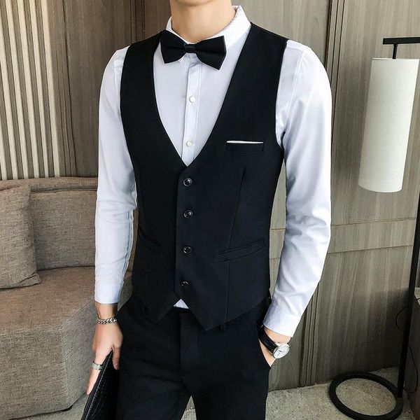 men's vests 2021 fashion brand solid color v-neck vest single-breasted casual bar waiter overalls plus size lp704, Black;white
men's vests 2021 fashion brand solid color v-neck vest single-breasted casual bar waiter overalls plus size lp704, Black;white