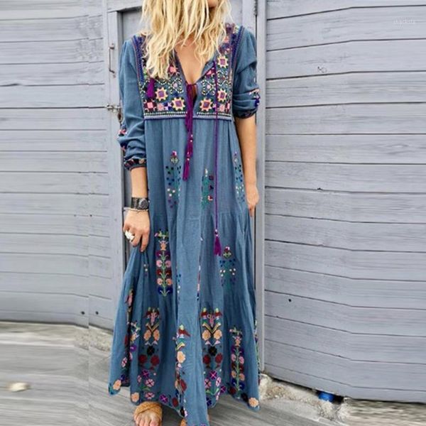 casual dresses women's plus size v neck print lace up long sleeve boho dress party maxi ankle-length straight vestido ladies ropa mujer, Black;gray
casual dresses women's plus size v neck print lace up long sleeve boho dress party maxi ankle-length straight vestido ladies ropa mujer, Black;gray
