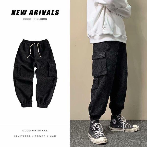 spring corduroy pants men's fashion retro multi-pocket casual men streetwear korean hip-hop cargo mens trousers, Black
spring corduroy pants men's fashion retro multi-pocket casual men streetwear korean hip-hop cargo mens trousers, Black