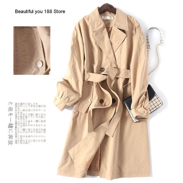 women's trench coats spring single high-end jacket mid-length elegant windbreaker, Tan;black
women's trench coats spring single high-end jacket mid-length elegant windbreaker, Tan;black
