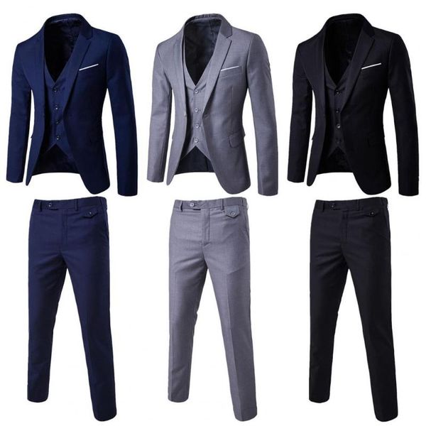 men's suits & blazers male 1 set attractive buttons cuff blazer vest trousers outfit jacket lapel for banquet, White;black
men's suits & blazers male 1 set attractive buttons cuff blazer vest trousers outfit jacket lapel for banquet, White;black