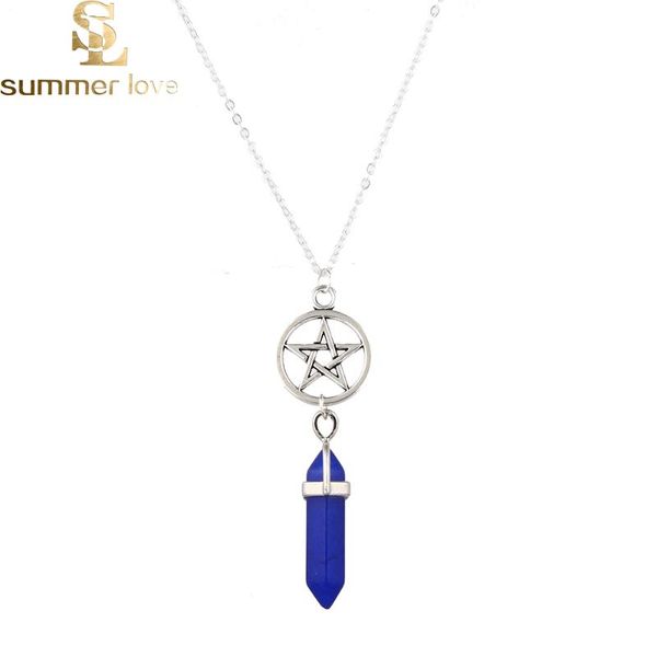 fashion crysatl natural stone star pendant necklace for women long chain shape jewelry collier femme necklaces, Silver
fashion crysatl natural stone star pendant necklace for women long chain shape jewelry collier femme necklaces, Silver