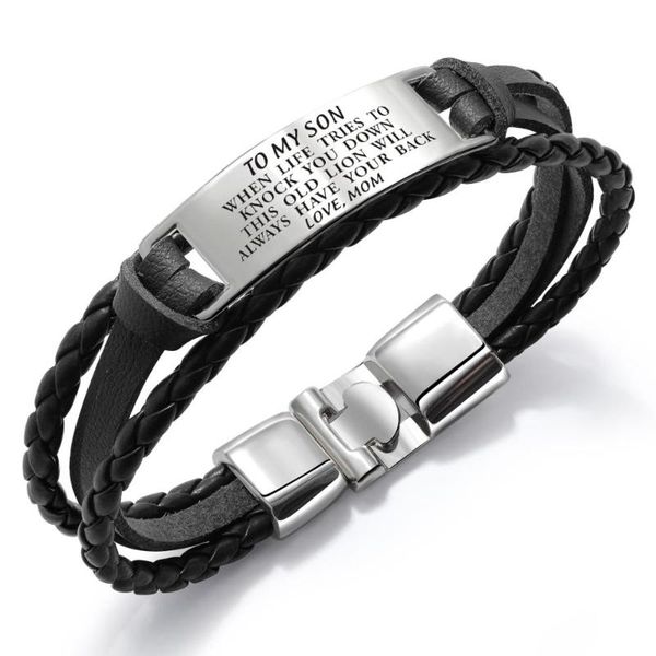 mom to my son from hand-woven retro multi-color engrave stainless steel bracelets birthday graduation gift charm, Golden;silver
mom to my son from hand-woven retro multi-color engrave stainless steel bracelets birthday graduation gift charm, Golden;silver