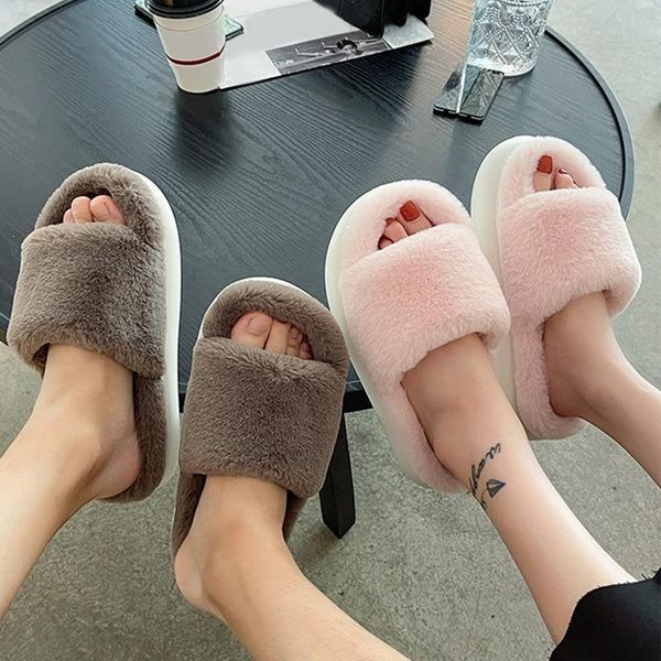 slippers 2021 fluffy women faux fur flip flops men open toe for home slides house floor soft platform shoes, Black
slippers 2021 fluffy women faux fur flip flops men open toe for home slides house floor soft platform shoes, Black