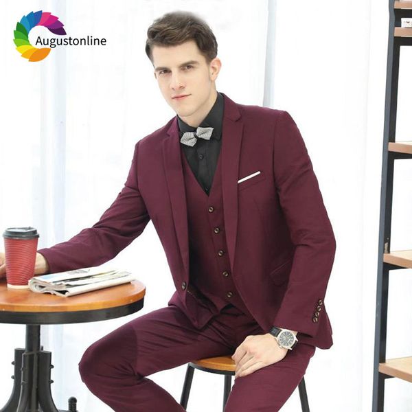 men's suits & blazers burgundy wedding for men 3 pieces jacket pants vest custom made man suit slim fit groom tuxedos costume, White;black
men's suits & blazers burgundy wedding for men 3 pieces jacket pants vest custom made man suit slim fit groom tuxedos costume, White;black
