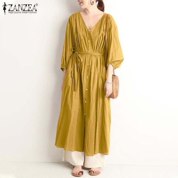 women's blouses & shirts eelgant v neck solid sundress casual spring three quarter puff sleeve dresses 2021 zanzea womenbelt butto, White
women's blouses & shirts eelgant v neck solid sundress casual spring three quarter puff sleeve dresses 2021 zanzea womenbelt butto, White