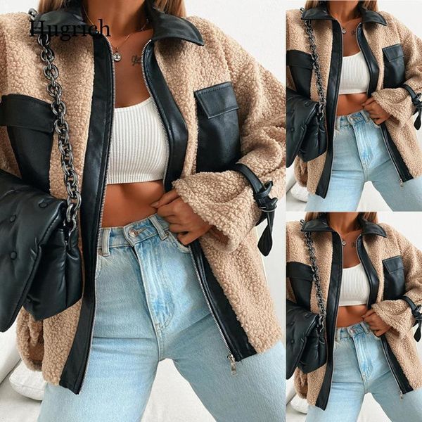 women's fur & faux women lambswool coats fleece splicing jacket casual loose patchwork warm autumn winter, Black
women's fur & faux women lambswool coats fleece splicing jacket casual loose patchwork warm autumn winter, Black