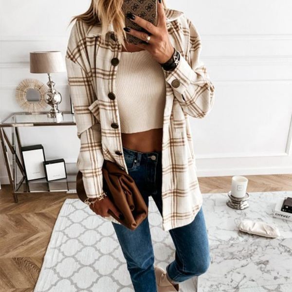 women's jackets zogaa vintage stylish buttons plaid jacket coat women 2021 fashion lapel collar long sleeve loose outerwear chic overs, Black;brown
women's jackets zogaa vintage stylish buttons plaid jacket coat women 2021 fashion lapel collar long sleeve loose outerwear chic overs, Black;brown